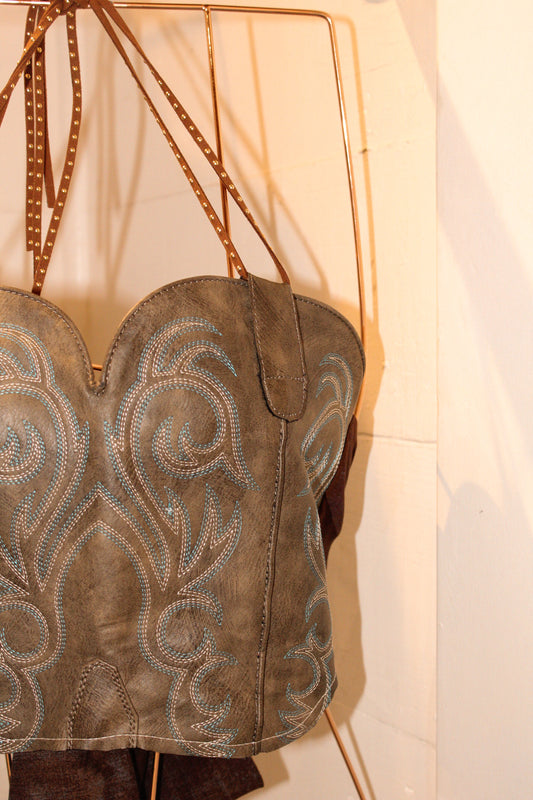 Brown Tie Cowboy Boot Top