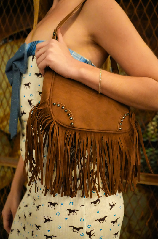 Light Brown Fringe Purse