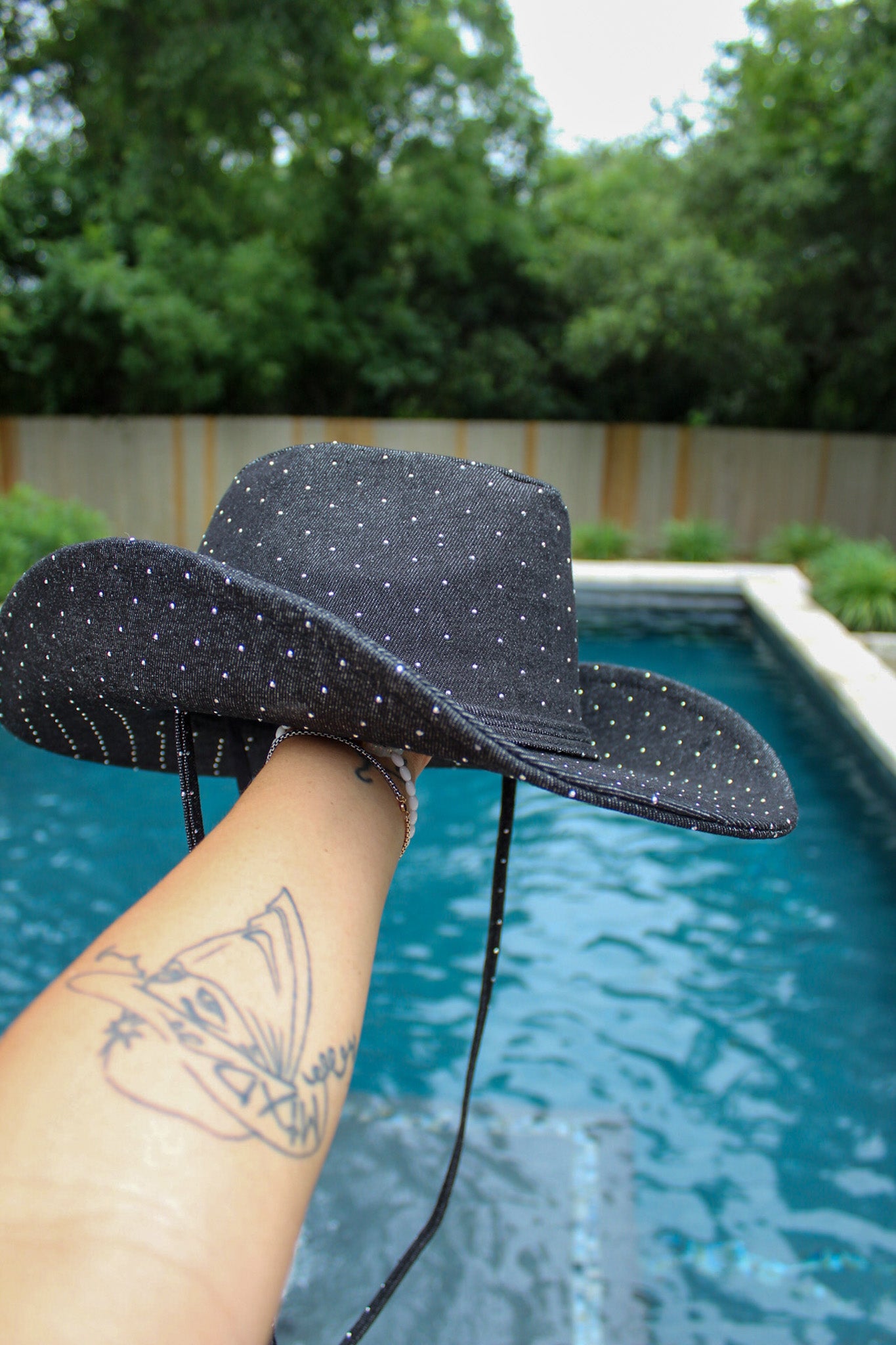 Rhinestone Denim Cowboy Hat