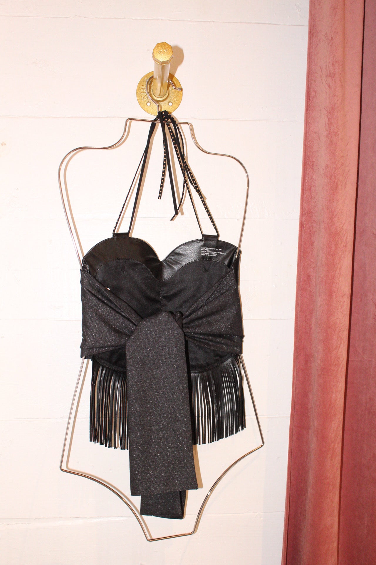 Black Tie Cowboy Boot Top With Fringe