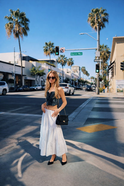 Black And Blue Cowboy Tie Boot Top