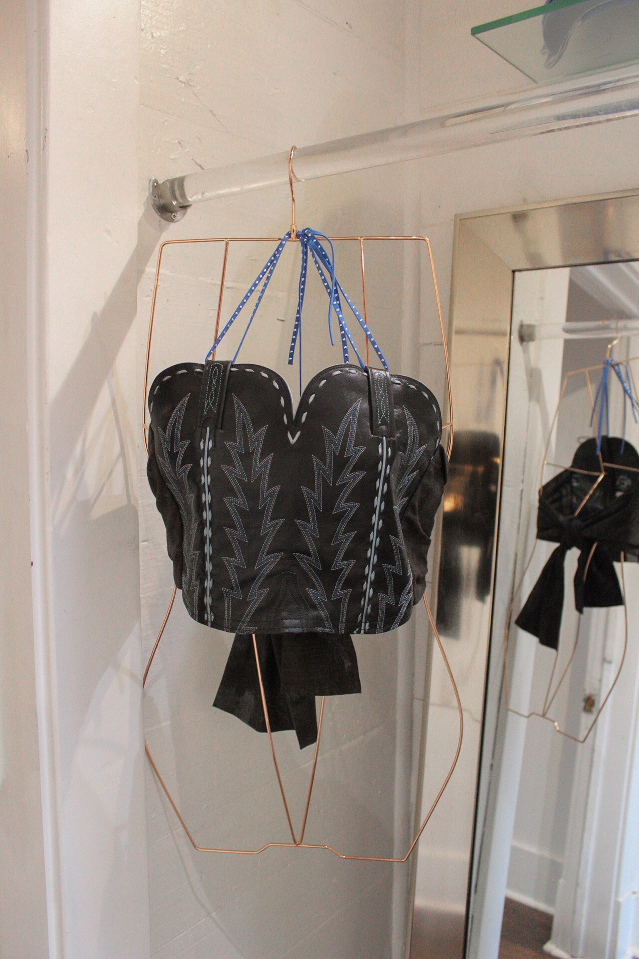 Black And Blue Cowboy Tie Boot Top