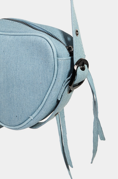 Light Wash Denim Heart Bag