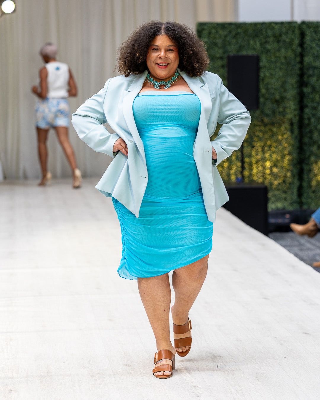 Blue Curve Tube Dress