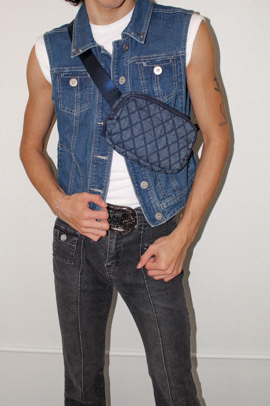 Quilted Denim Belt Bag