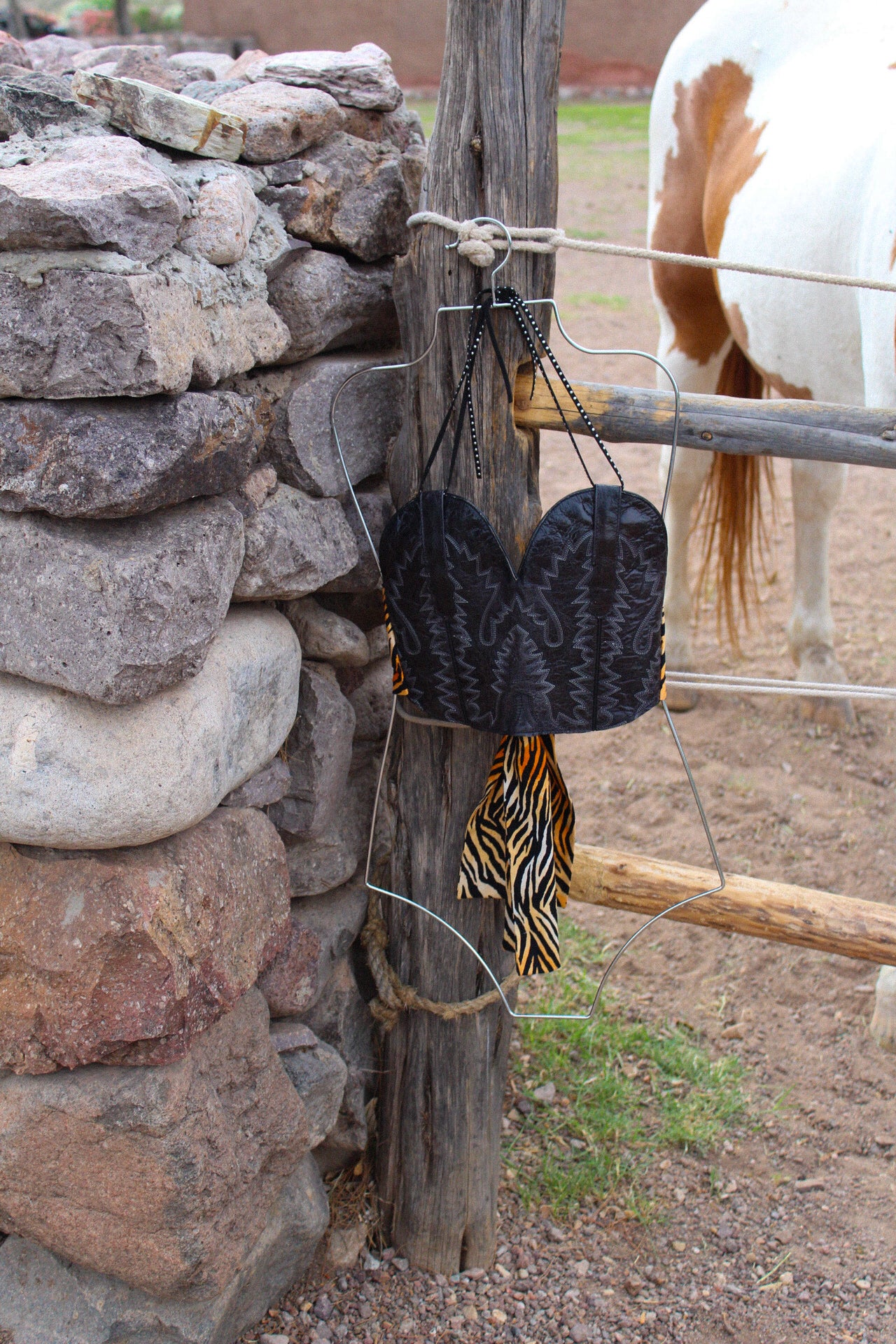Black Tie-Back Boot Top