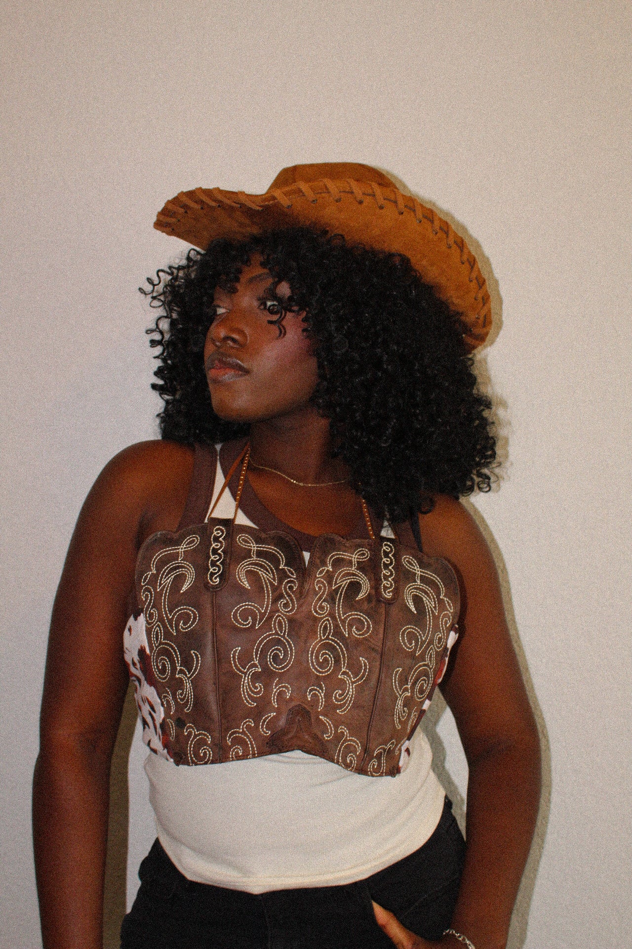 Brown Tie Cowboy Boot Top