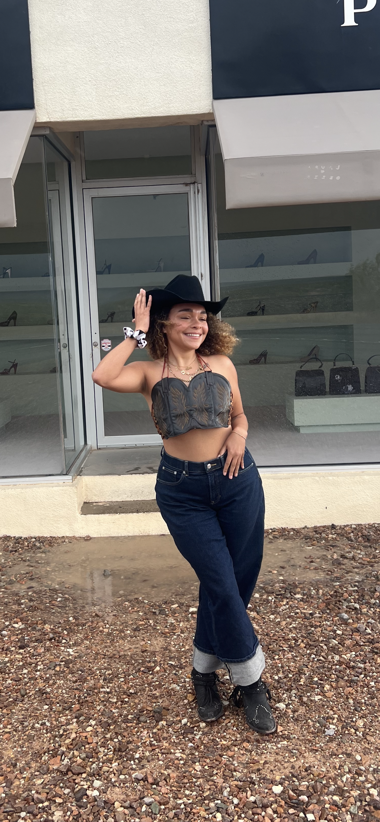 Black Tie-Back Boot Top