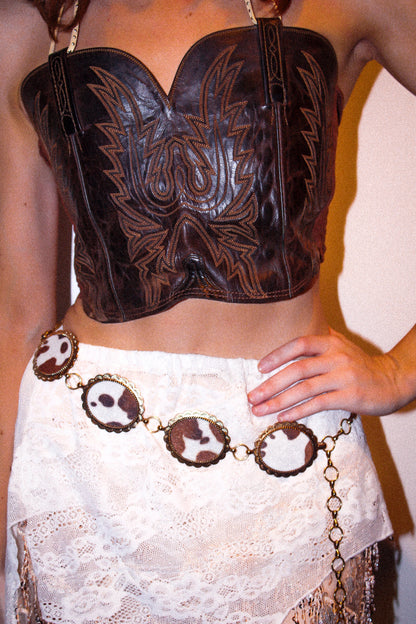 Brown One Panel Cowboy Boot Top