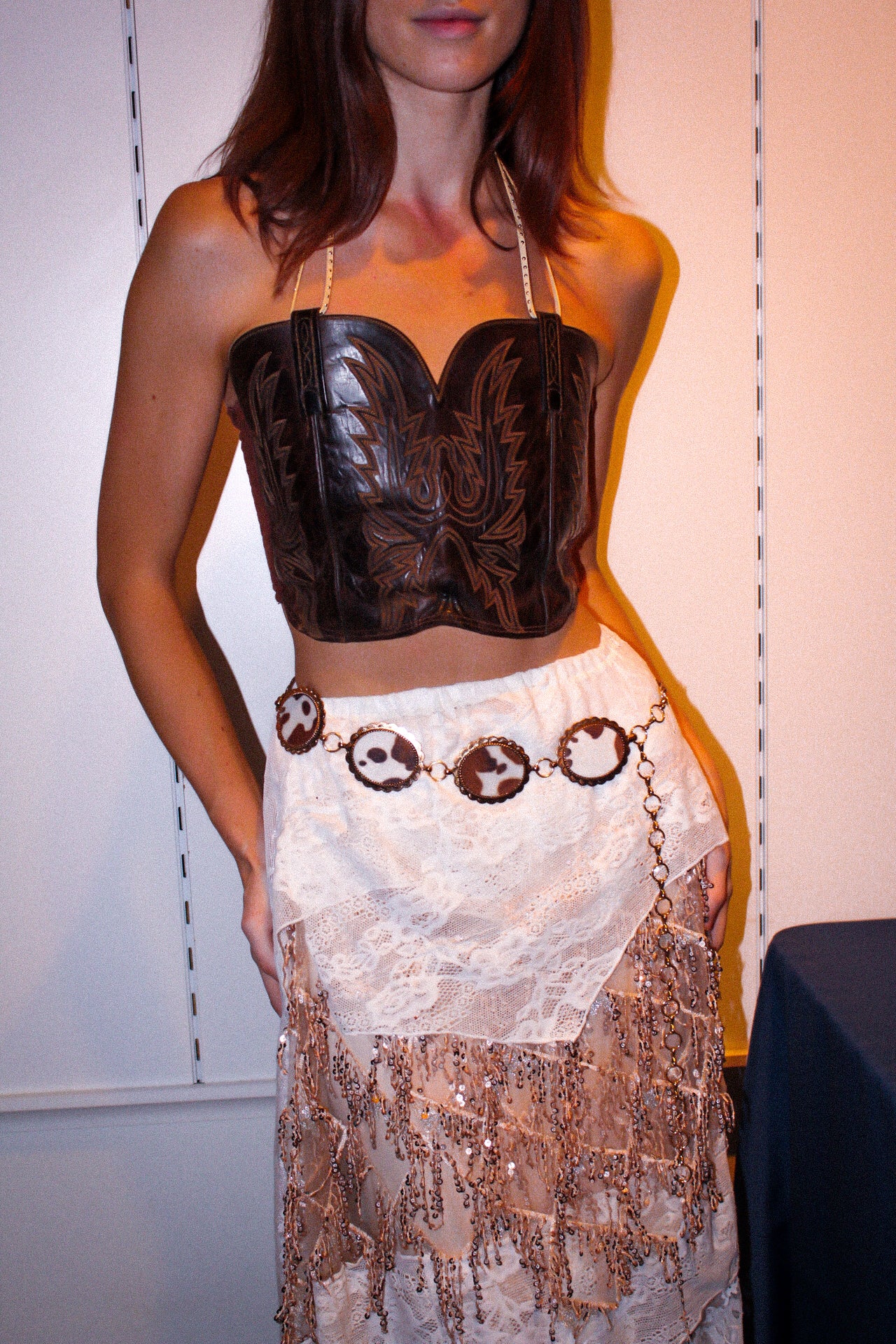 Brown One Panel Cowboy Boot Top