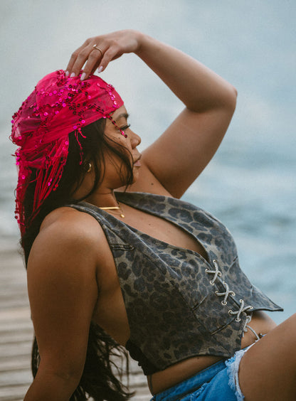 Pink Rhinestone Head Wrap