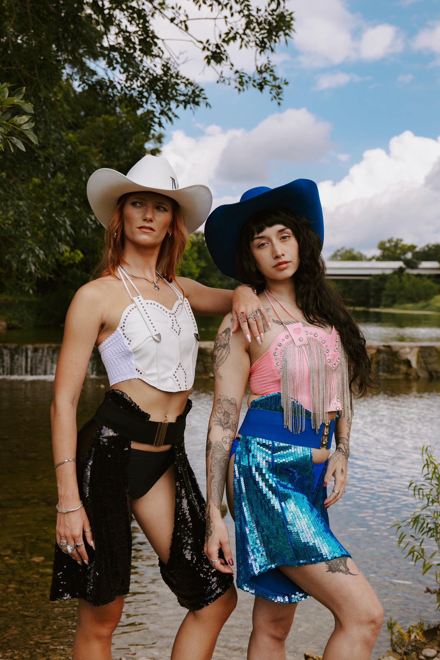 White Studded One Panel Cowboy Boot Top