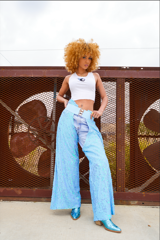 Turquoise Sequins Chaps